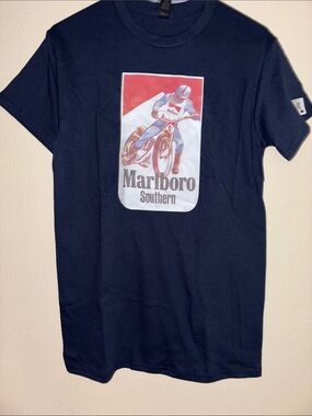 Marlboro Navy Short-Sleeve Graphic Tee Vintage Style